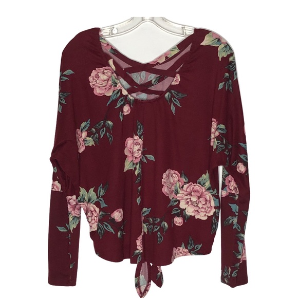 IZ BYER floral crisscross back tie front top | M - Picture 10 of 10